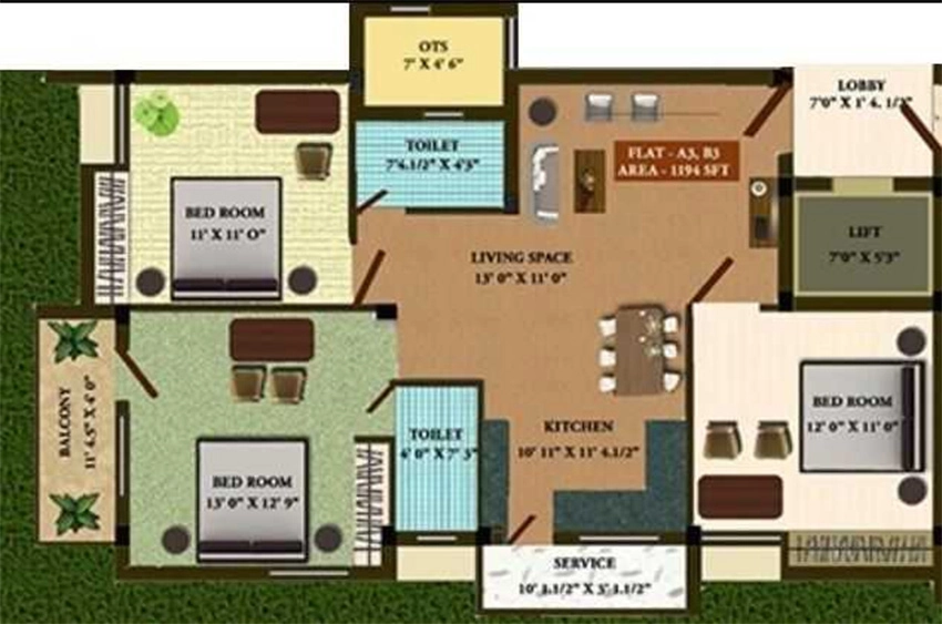 3 BHK Flat in Sreenivas Sreedhama in Chitlapakkam, Chennai - Image 883370