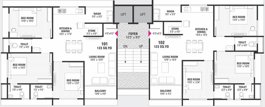Floor Plan of Hiradhan Shubhadra Flats in Paldi, Ahmedabad - Image 127390