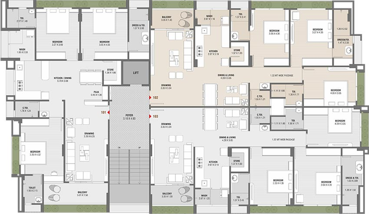 Floor Plan of Aarmor Chintamani Aaradhya in Ellisbridge, Ahmedabad - Image 259699