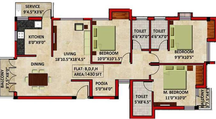 3 BHK Flat in KCee Bhagyam in KK Nagar, Chennai - Image 834116