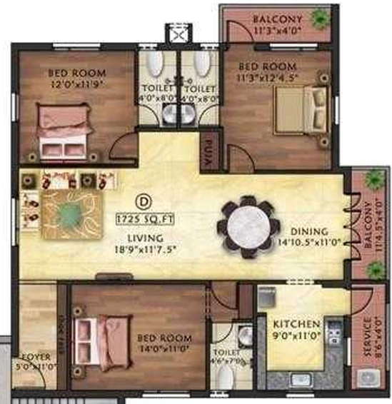 3 BHK Flat in KCee Wason in T Nagar, Chennai - Image 834130