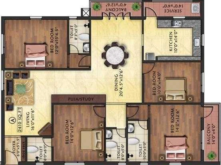4 BHK Flat in KCee Wason in T Nagar, Chennai - Image 834132