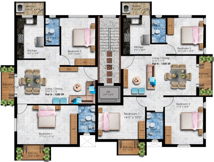 Floor Plan of KCee Bayview in Besant Nagar, Chennai - Image 226024