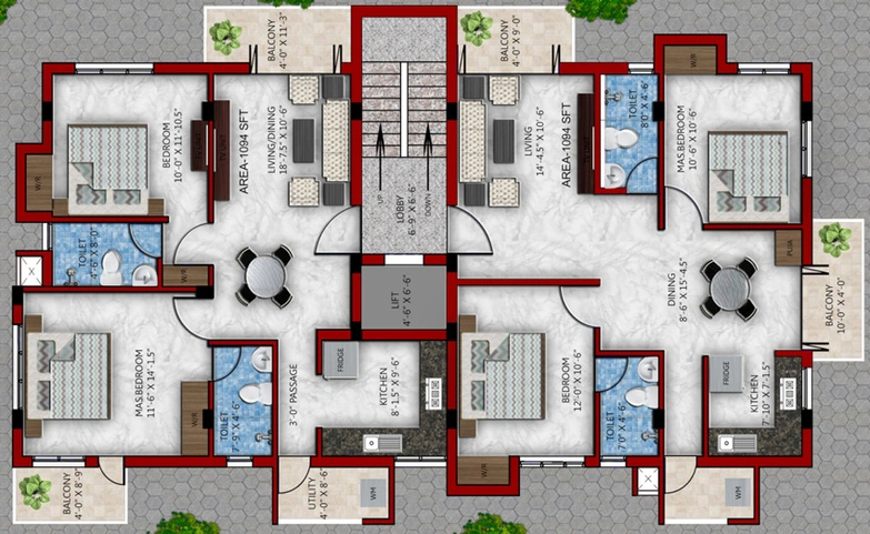 Floor Plan of KCee Partha in CIT Nagar, Chennai - Image 226035