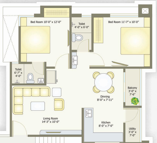 2 BHK Flat in Navkar Tulip Residency in Alkapuri, Vadodara - Image 800355