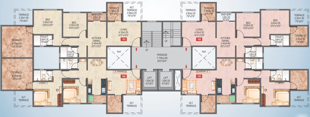 Floor Plan of Mont Vert Oystera in Wakad, Pune - Image 350037