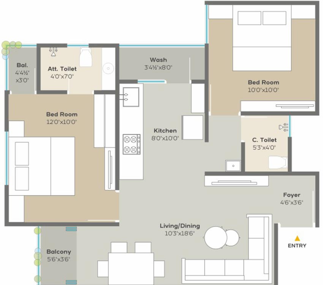 2 BHK Flat in Sundaram Icon in Waghodia Road, Vadodara - Image 801708
