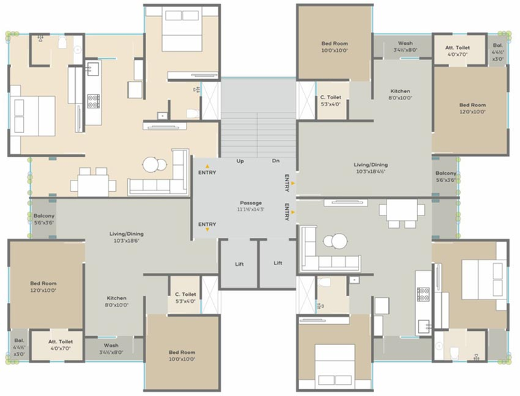 Floor Plan of Sundaram Icon in Waghodia Road, Vadodara - Image 128874