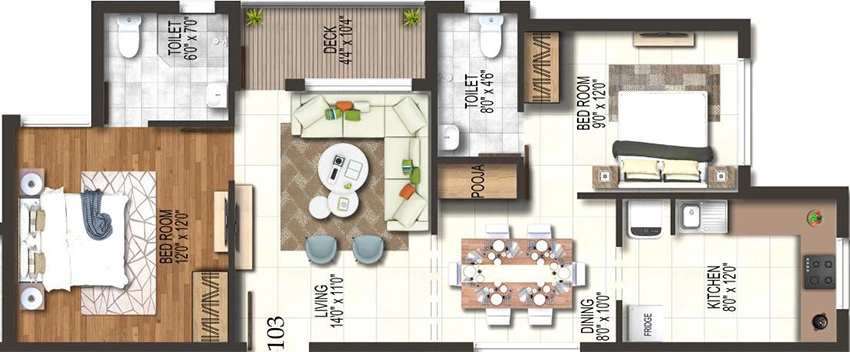 2 BHK Flat in Bluemoon Callisto in Thoraipakkam, Chennai - Image 883125
