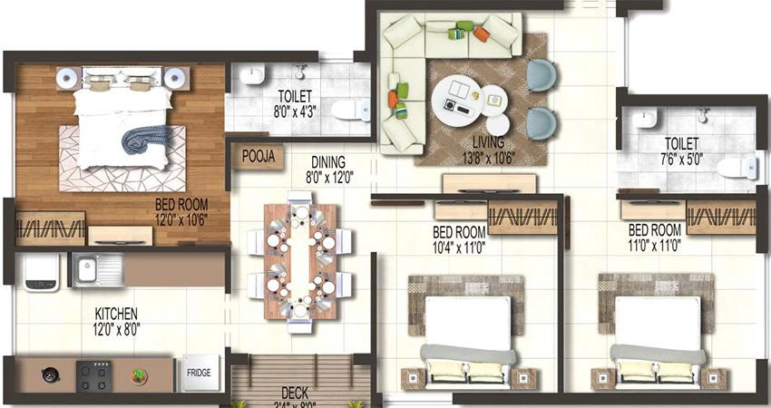 3 BHK Flat in Bluemoon Callisto in Thoraipakkam, Chennai - Image 883126