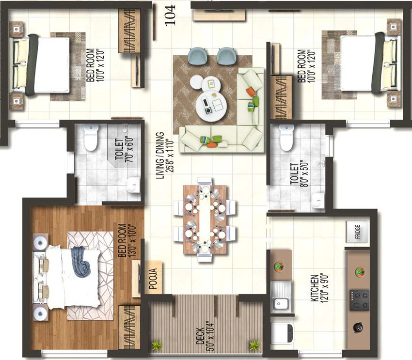 3 BHK Flat in Bluemoon Callisto in Thoraipakkam, Chennai - Image 883127