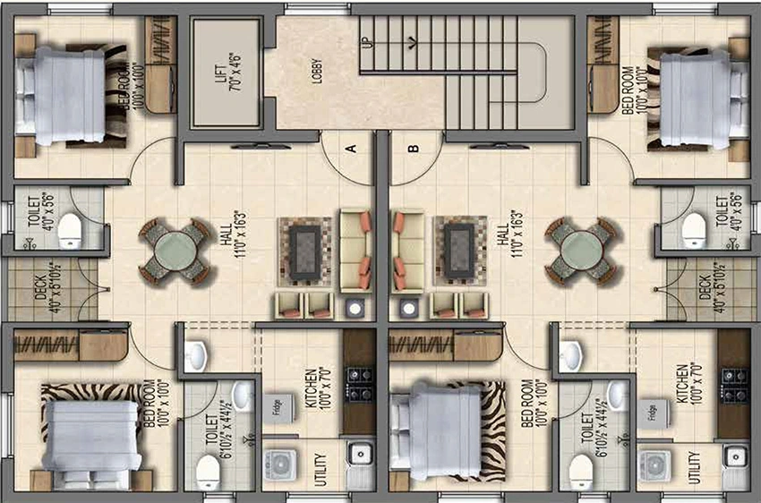Floor Plan of Bluemoon Splendour in Saligramam, Chennai - Image 340147