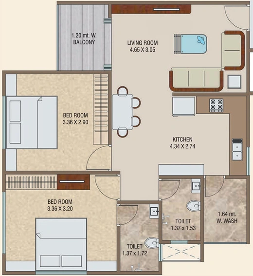 2 BHK Flat in Wallman Sukhdham Signature in Kendranagar, Vadodara - Image 801731
