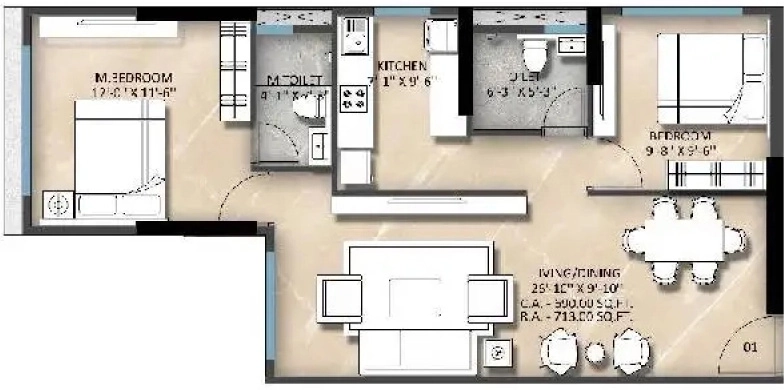 2 BHK Flat in Sayba Sapphire in Kurla West, Mumbai - Image 880513
