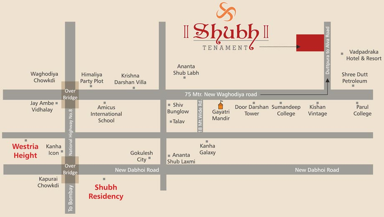 Location of Shree Shubh Tenaments in Waghodia Road, Vadodara - Image 128898