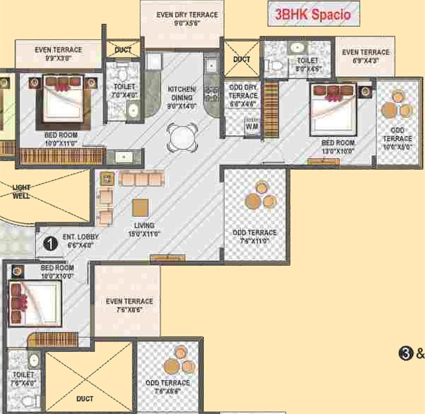 3 BHK Flat in Rama Rich Woods in Chikhali, Pune - Image 886792
