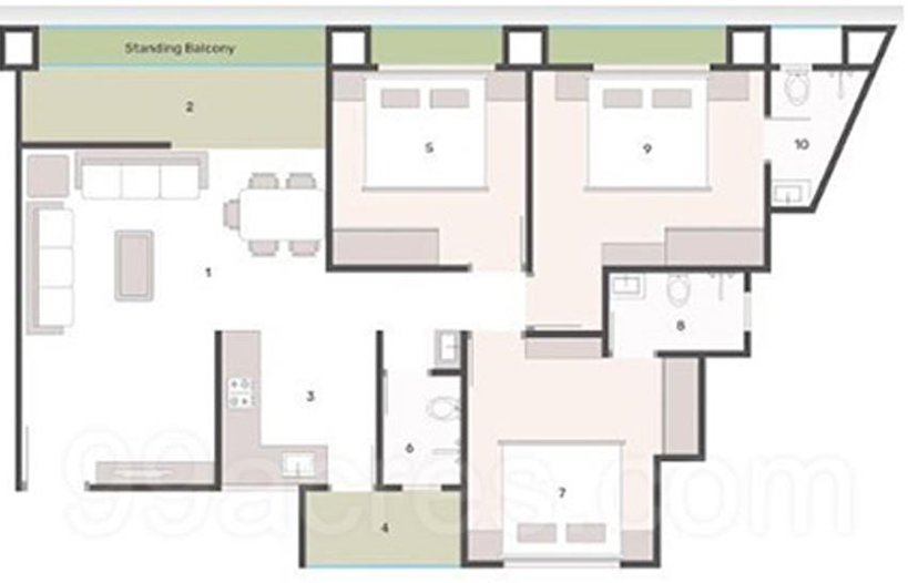 3 BHK Flat in Sky Heights in Tarsali, Vadodara - Image 801798