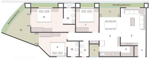 3 BHK Flat in Sky Heights in Tarsali, Vadodara - Image 801799