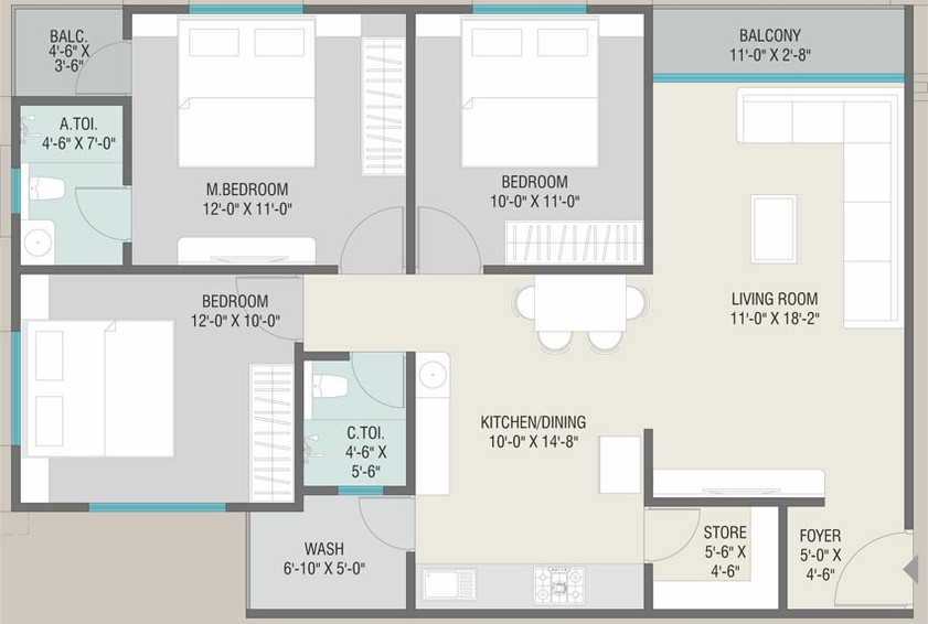 3 BHK Flat in Shiv Enclave in Waghodia Road, Vadodara - Image 801849