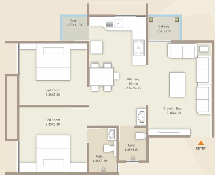 2 BHK Flat in Aatman Pearl Heights in Ankhol, Vadodara - Image 801873