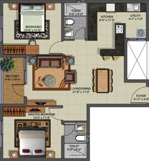 2 BHK Flat in MIMS Residency in Thanisandra, Bangalore - Image 784858