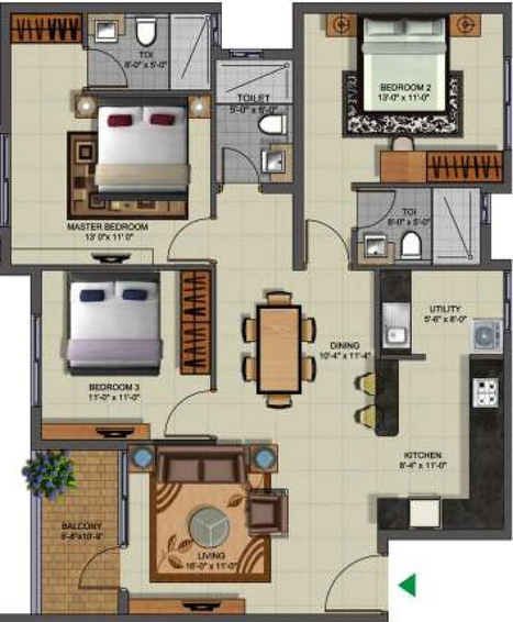 3 BHK Flat in MIMS Residency in Thanisandra, Bangalore - Image 784860
