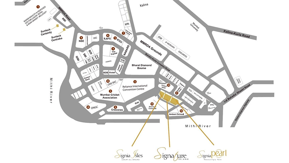 Location of Sunteck Signia Isles in BKC, Mumbai - Image 344904