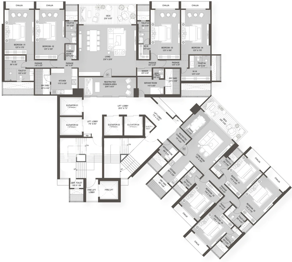 Floor Plan of Kabra Dvayam in Worli, Mumbai - Image 317138
