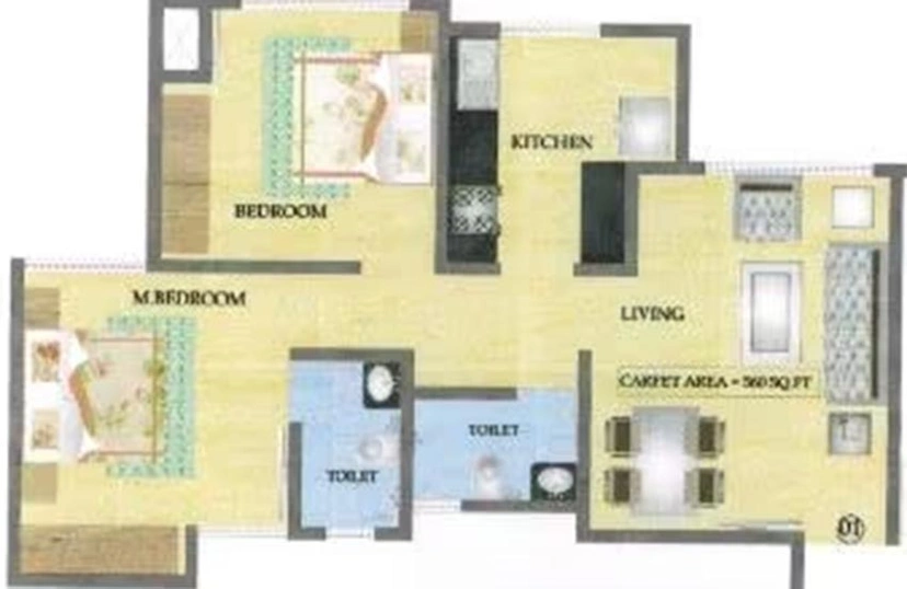 2 BHK Flat in Kabra Alya And Garnet in Thane West, Thane - Image 840348