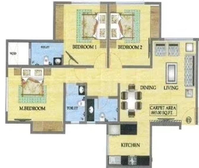 3 BHK Flat in Kabra Alya And Garnet in Thane West, Thane - Image 840349