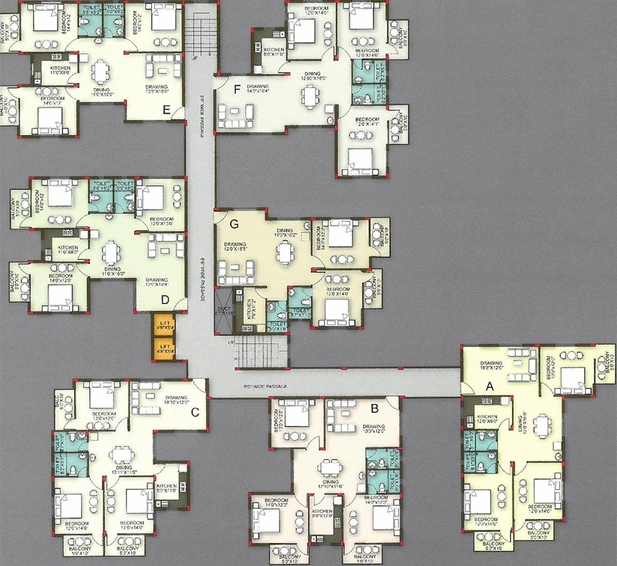 Floor Plan of Z Highland Residency in Chandrasekharpur, Bhubaneswar - Image 256291
