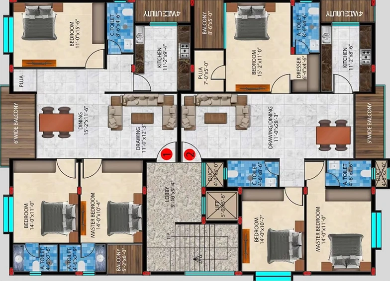 Floor Plan of Evos Exotica in Saheed Nagar, Bhubaneswar - Image 259101