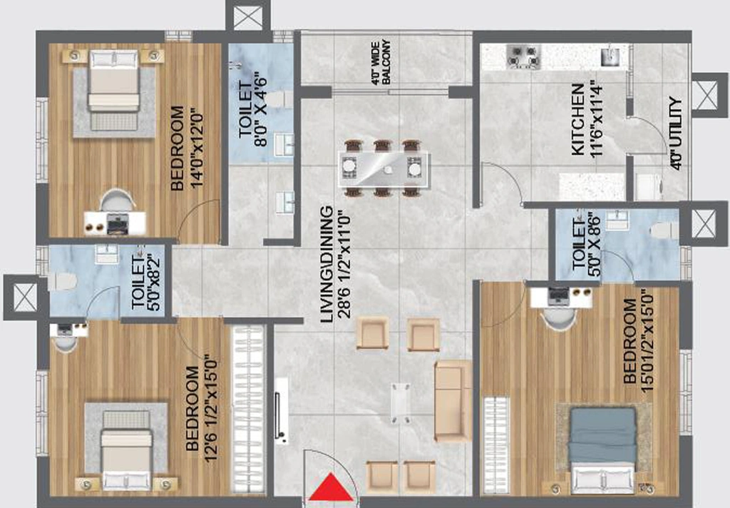 3 BHK Flat in Madhu Park Ville in Tellapur, Hyderabad - Image 793819