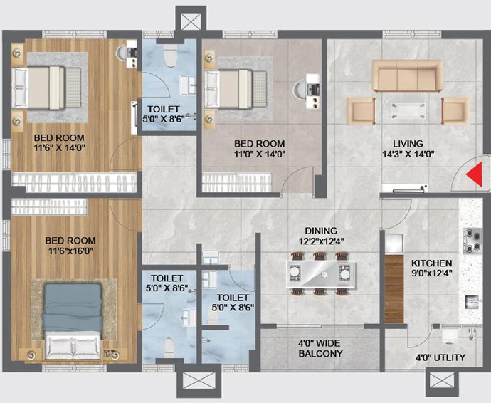 3 BHK Flat in Madhu Park Ville in Tellapur, Hyderabad - Image 793818