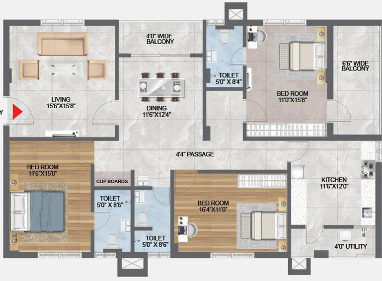 3 BHK Flat in Madhu Park Ville in Tellapur, Hyderabad - Image 793821