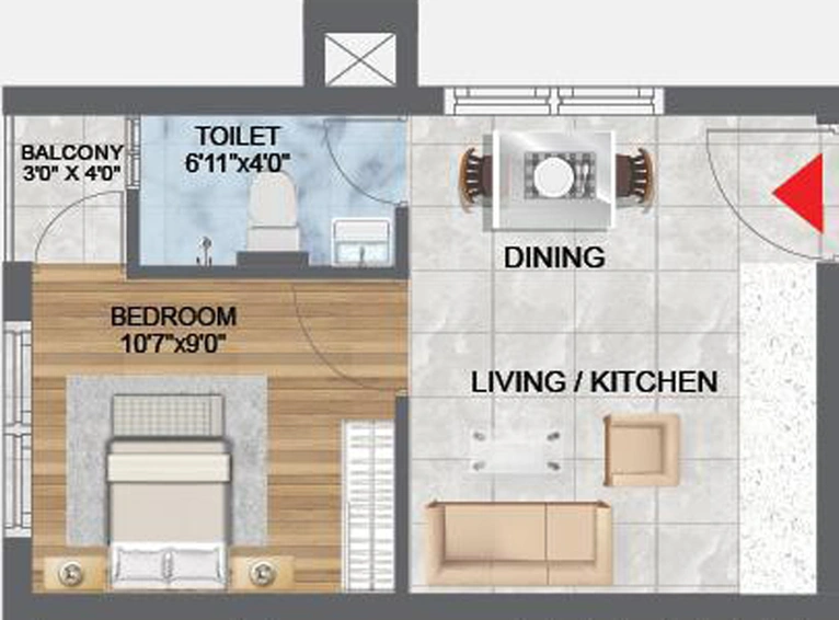 1 RK Flat in Madhu Park Ville in Tellapur, Hyderabad - Image 793813