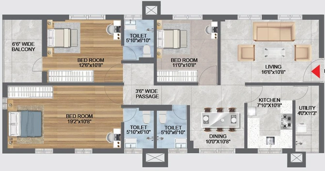 3 BHK Flat in Madhu Park Ville in Tellapur, Hyderabad - Image 793817
