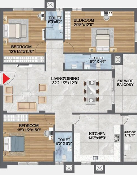 3 BHK Flat in Madhu Park Ville in Tellapur, Hyderabad - Image 793822