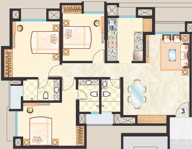 3 BHK Flat in Dosti Vihar in Thane West, Thane - Image 835871