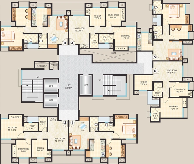 Floor Plan of Dosti Vihar in Thane West, Thane - Image 231352