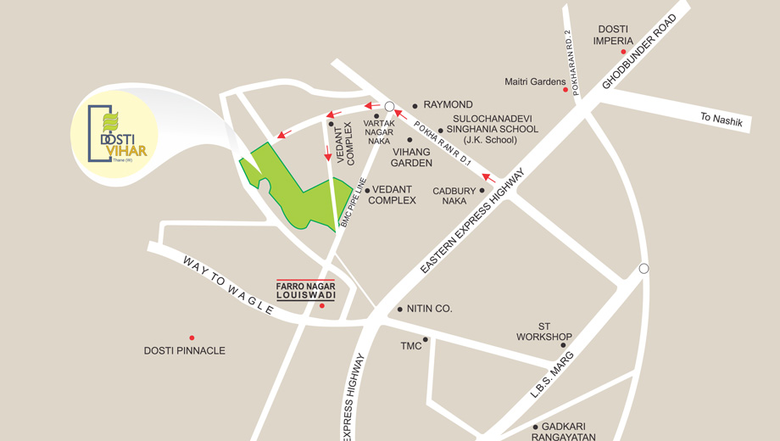Location of Dosti Vihar in Thane West, Thane - Image 231351