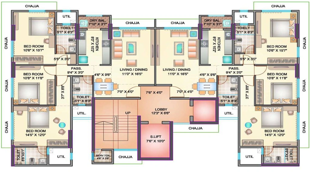 Floor Plan of Ekta Maplewood in Khar West, Mumbai - Image 333434