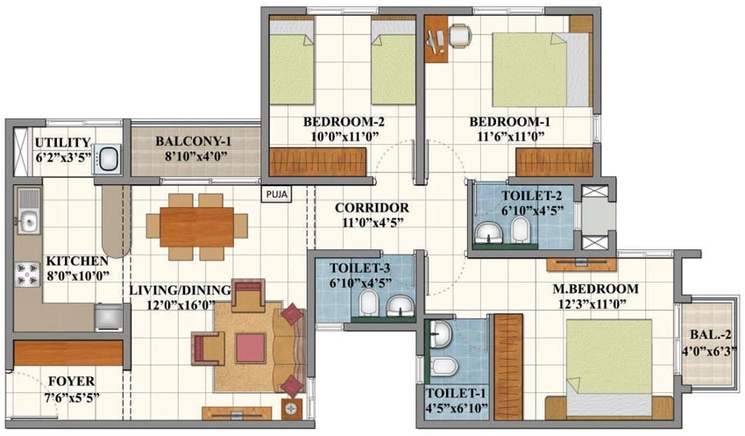 3 BHK Flat in Shriram 122 West in Mangadu, Chennai - Image 785896