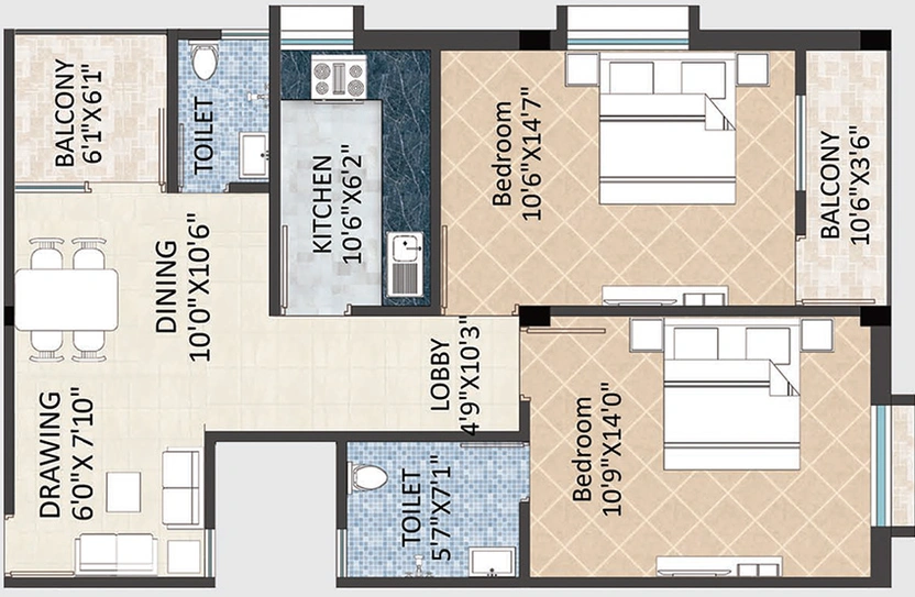 2 BHK Flat in Dharma Residency in Gadakan, Bhubaneswar - Image 848909