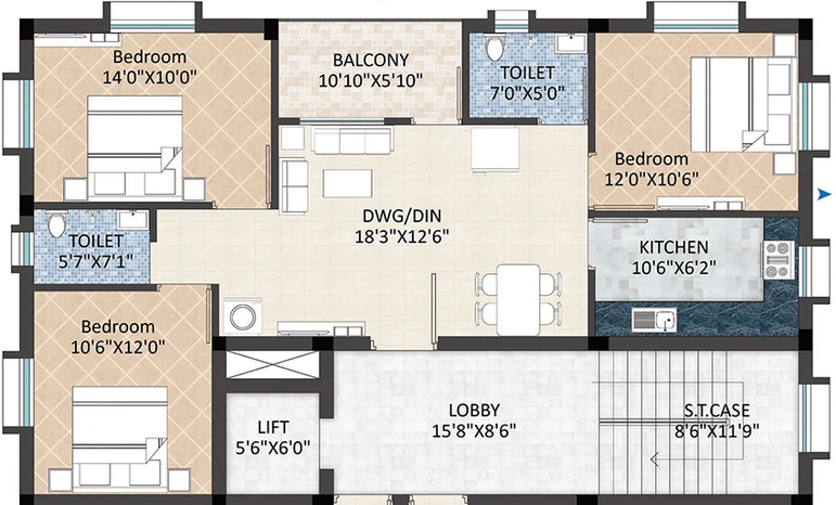 3 BHK Flat in Dharma Residency in Gadakan, Bhubaneswar - Image 848910
