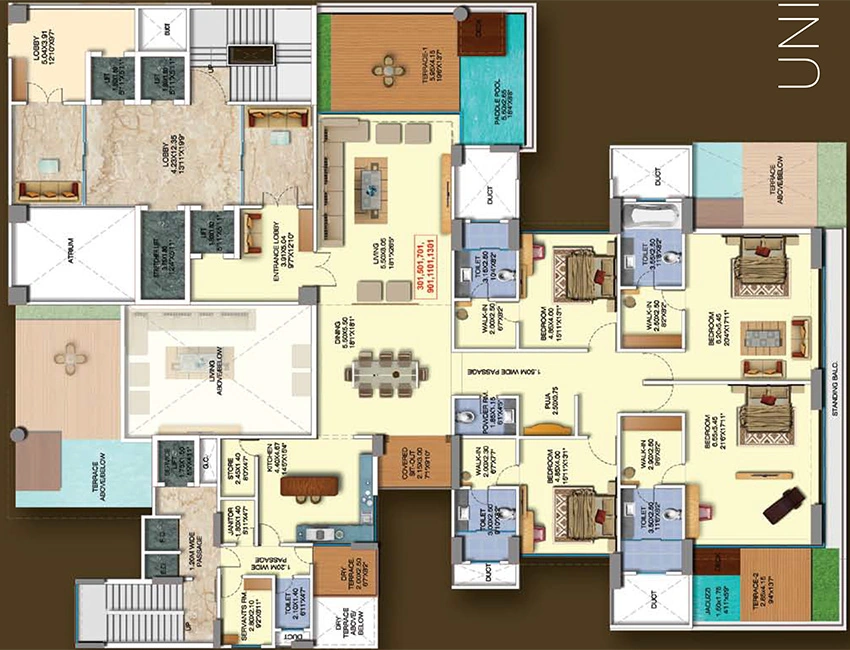 Floor Plan of Ajmera Aria in Koregaon Park, Pune - Image 350870