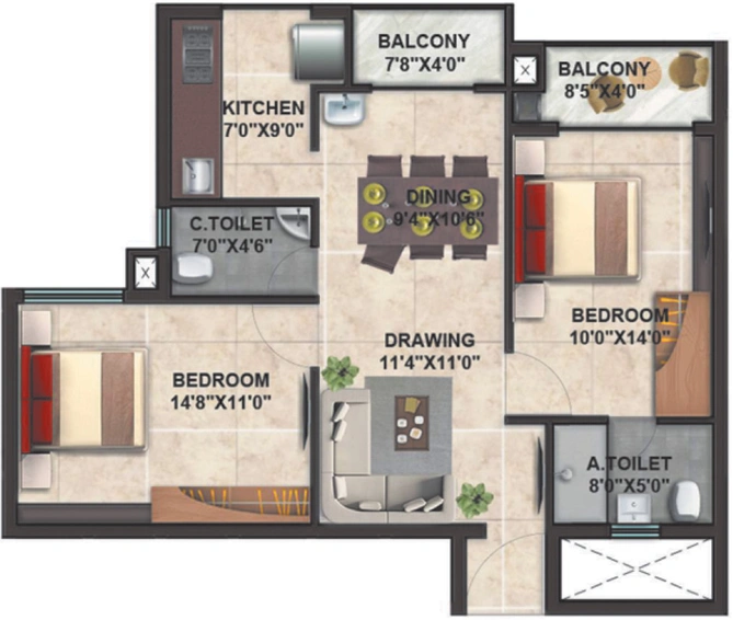 2 BHK Flat in Dion Twin Towers in Cuttack, Bhubaneswar - Image 848917