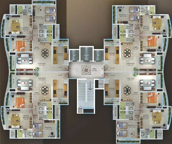Floor Plan of Ajmera Pristine in Borivali West, Mumbai - Image 254523