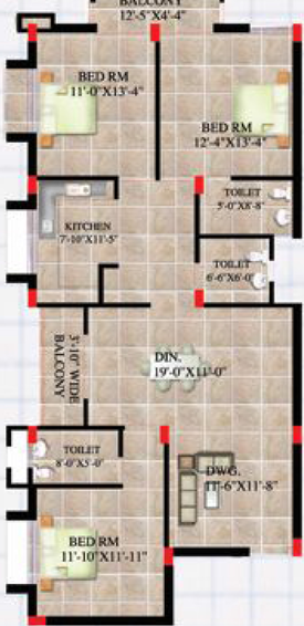 3 BHK Flat in Shree Rashmi Elegance in Shankarpur, Bhubaneswar - Image 848942