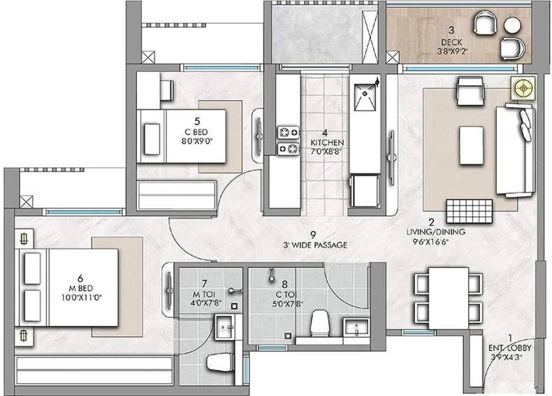 2 BHK Flat in Rustomjee Urban Woods in Dombivli, Thane - Image 840112